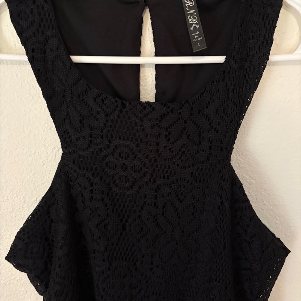 Black Lace Peplum Tank by BNB